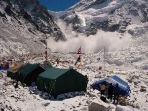 Avalanche at Everest base camp