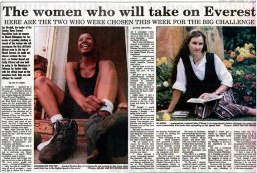 Newspaper clipping: the women who will take on Everest