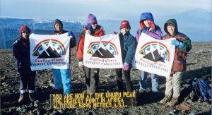 The six women on the summit of Kilimanjaro.