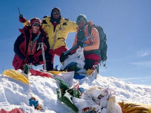 Cathy on the summit of Everest