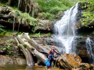 Cathy canyoning in Spain