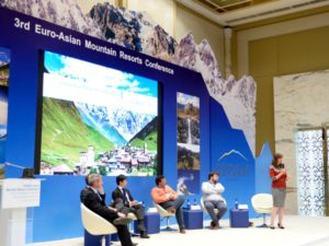 Cathy O'Dowd moderating the UNWTO Euro-Asian Mountain Resorts Conference